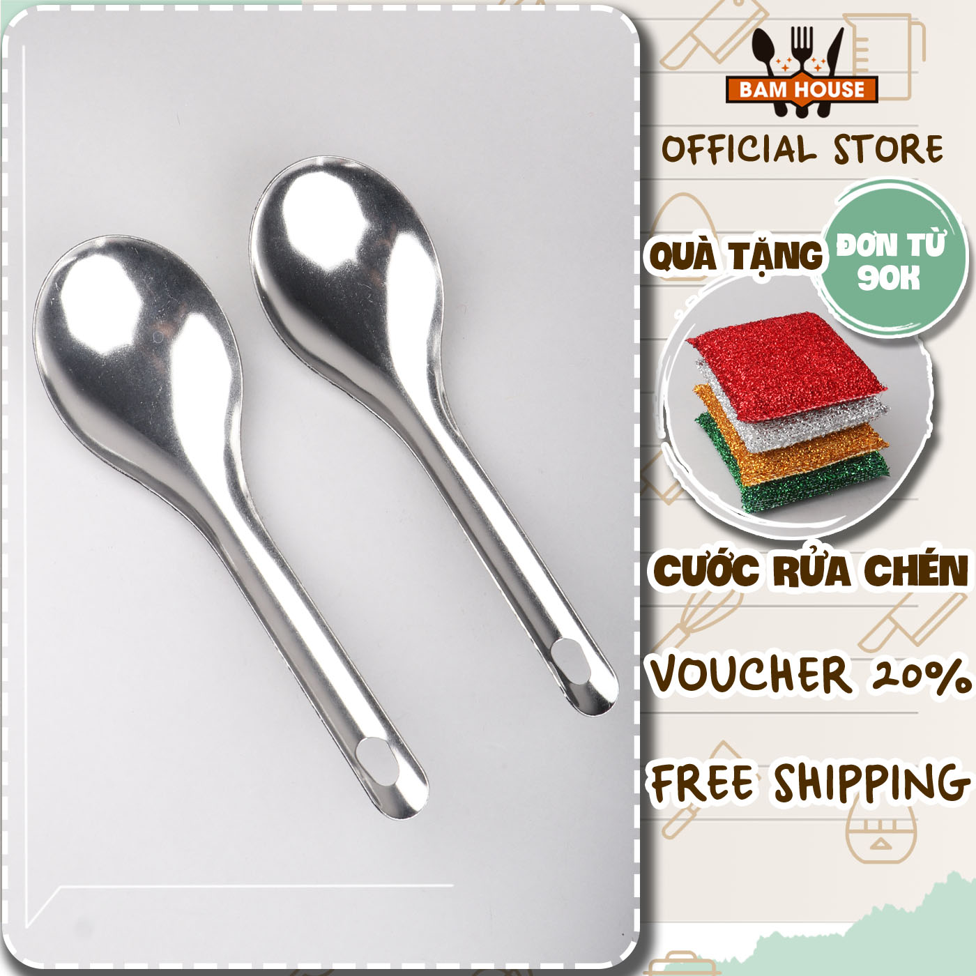 Vá múc canh và múc cơm inox Bam House cao cấp VCCI01 Bam House