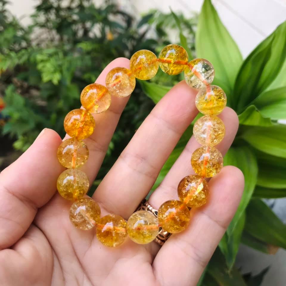 VÒNG TAY THẠCH ANH ƯU LINH VÀNG 12LY