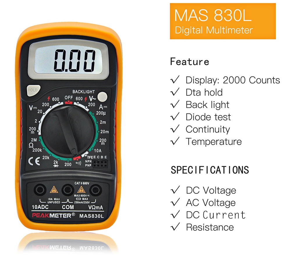 Đồng Hồ Vạn Năng Điện Tử MAS830L