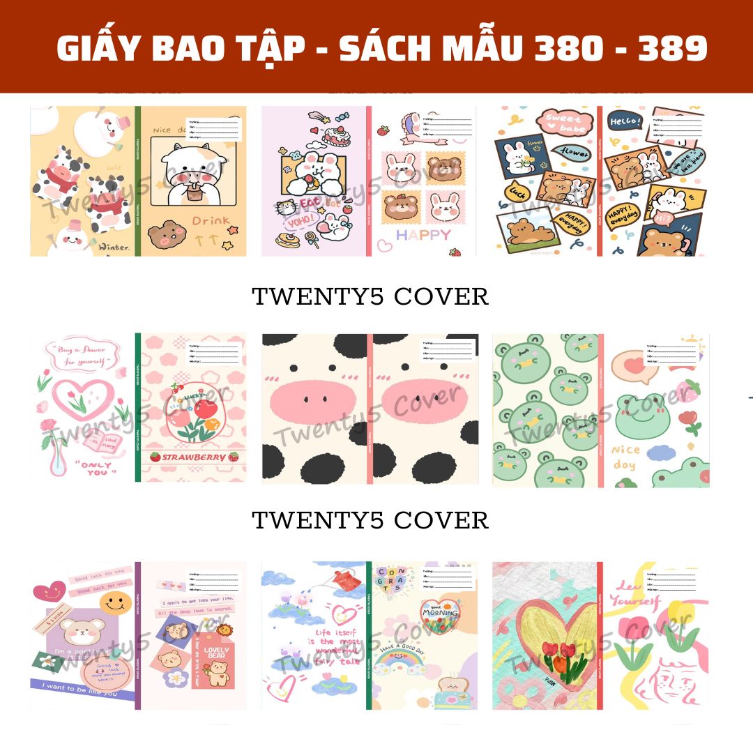 GIẤY BAO TẬP - SGK MẪU 380 - 389 [ MIỄN PHÍ IN NHÃN BASIC TRÊN GIẤY BAO - CHẤT GIẤY DÀY BÓNG ]