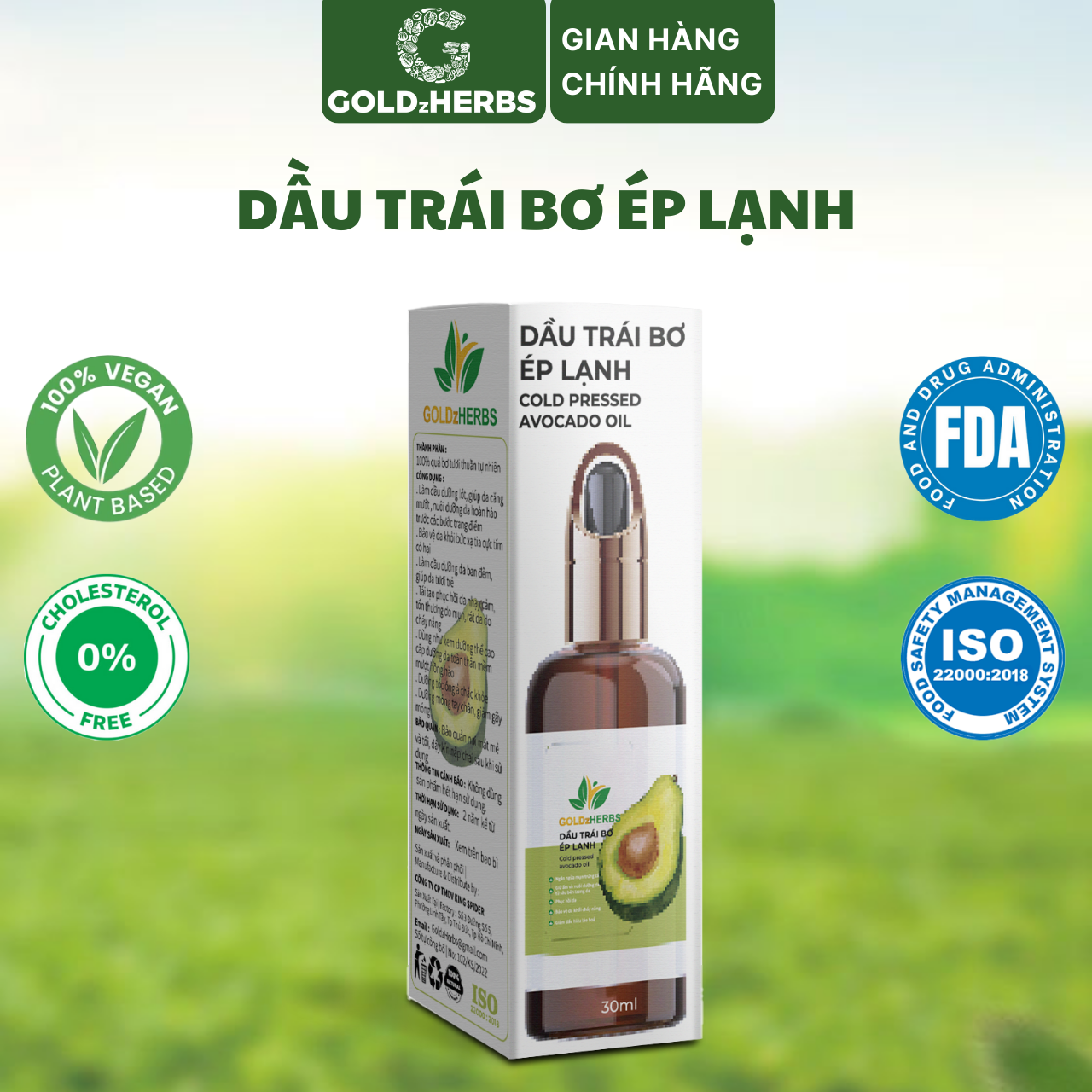 [Tinh Dầu] Tinh Dầu Trái Bơ GoldzHerbs, 100% thiên nhiên