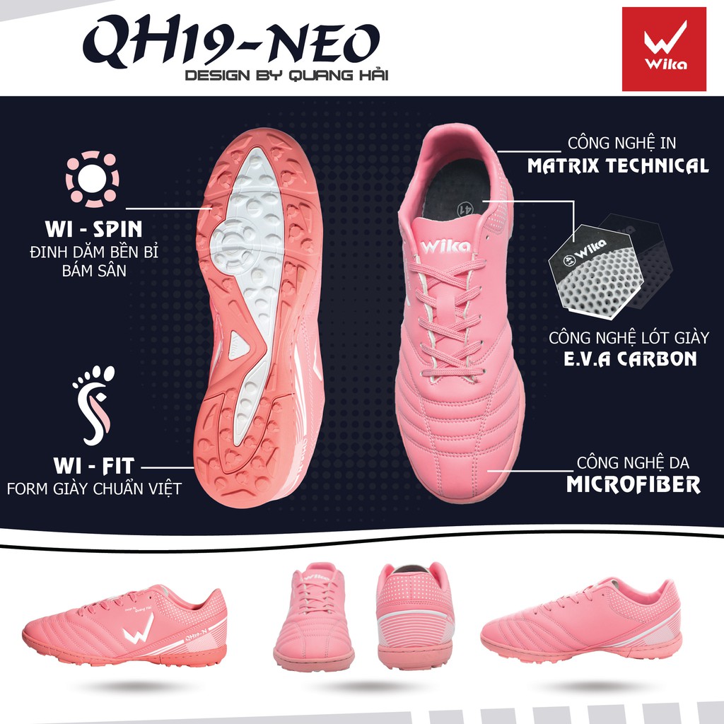 Giày Đá Bóng Wika QH Màu Hồng Size 38 Đến 43