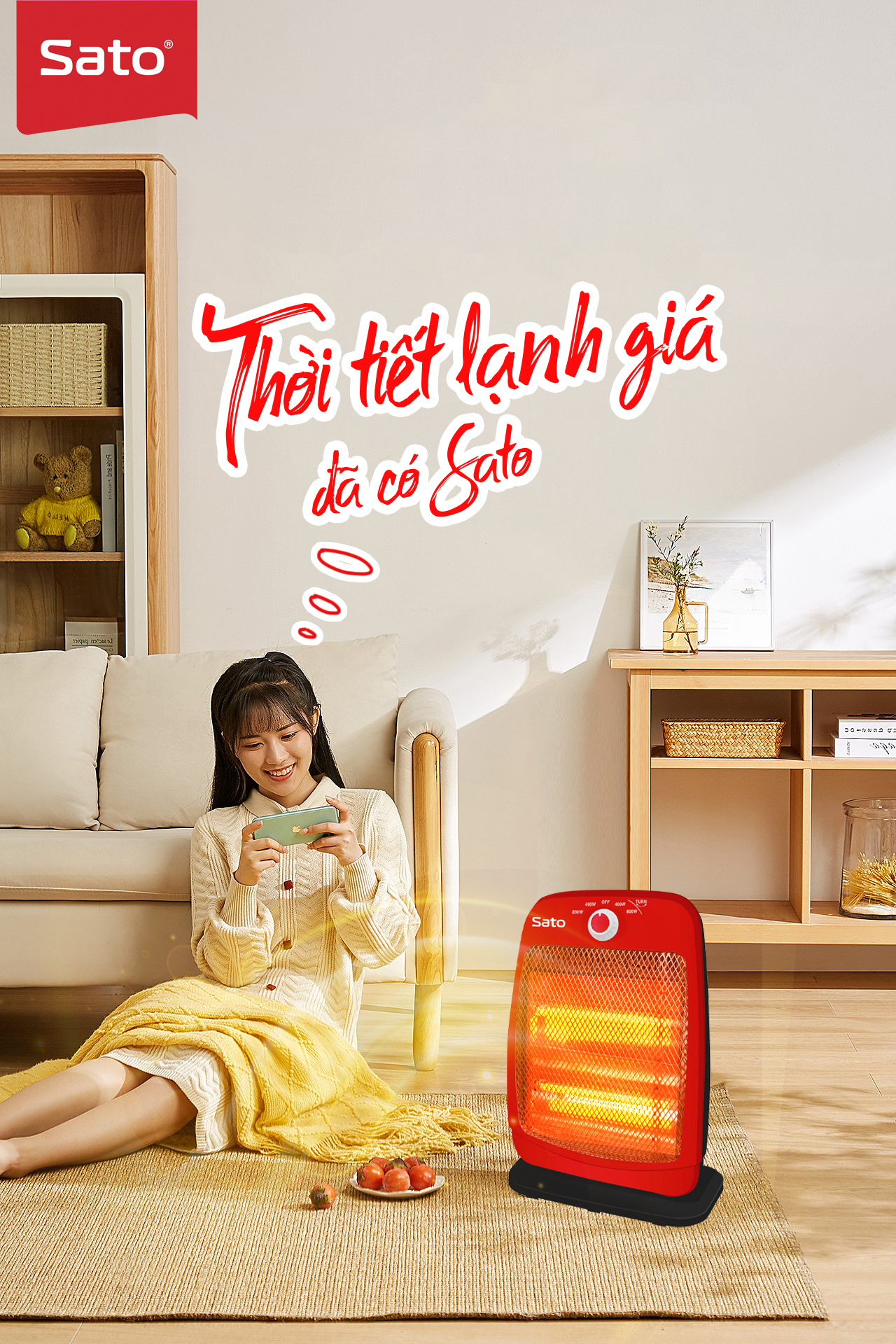 Quạt sưởi 2 bóng 800W Sato QS2BD / ST-QS2BT