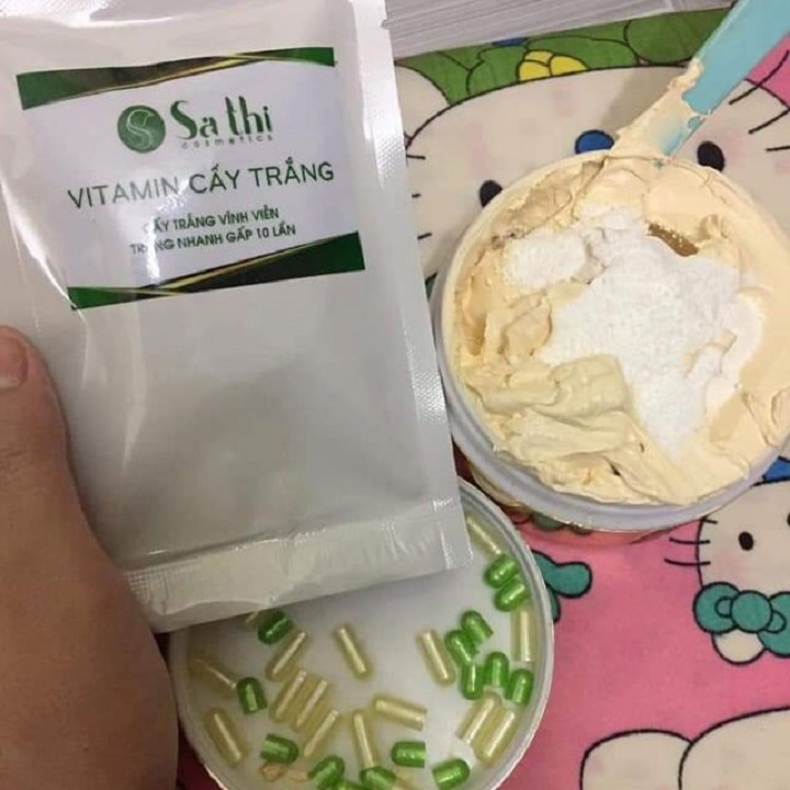 10 viên cấy trắng Sa Thị  Trộn Kem Tăng Hiệu Quả Kích Trắng