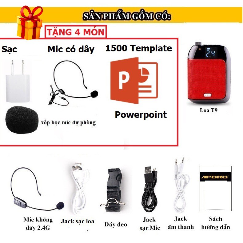 Loa trợ giảng APORO T9 2.4G PRO có Bluetooth