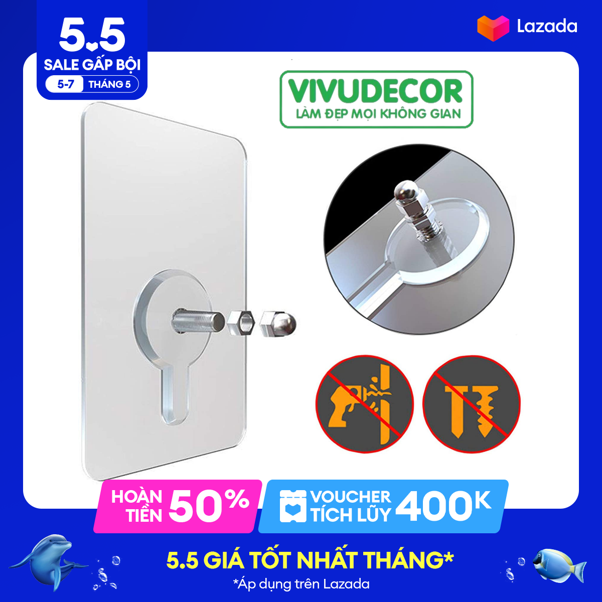 Móc dán tường VIVUDECOR MD02