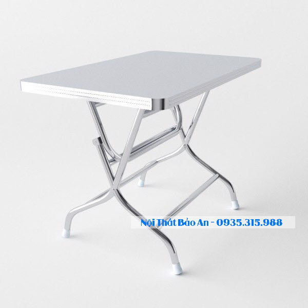 Bàn chữ nhật inox 201 rộng 0,7m dài 1m2 chân cao bảo an