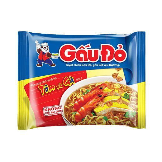 Thùng 30 Gói Mì Gấu Đỏ Tôm và Gà 64g