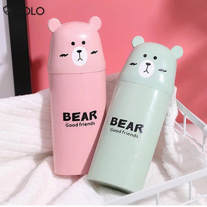 Easy to carry bear's toothbrush, toothpaste, razor with dust cover