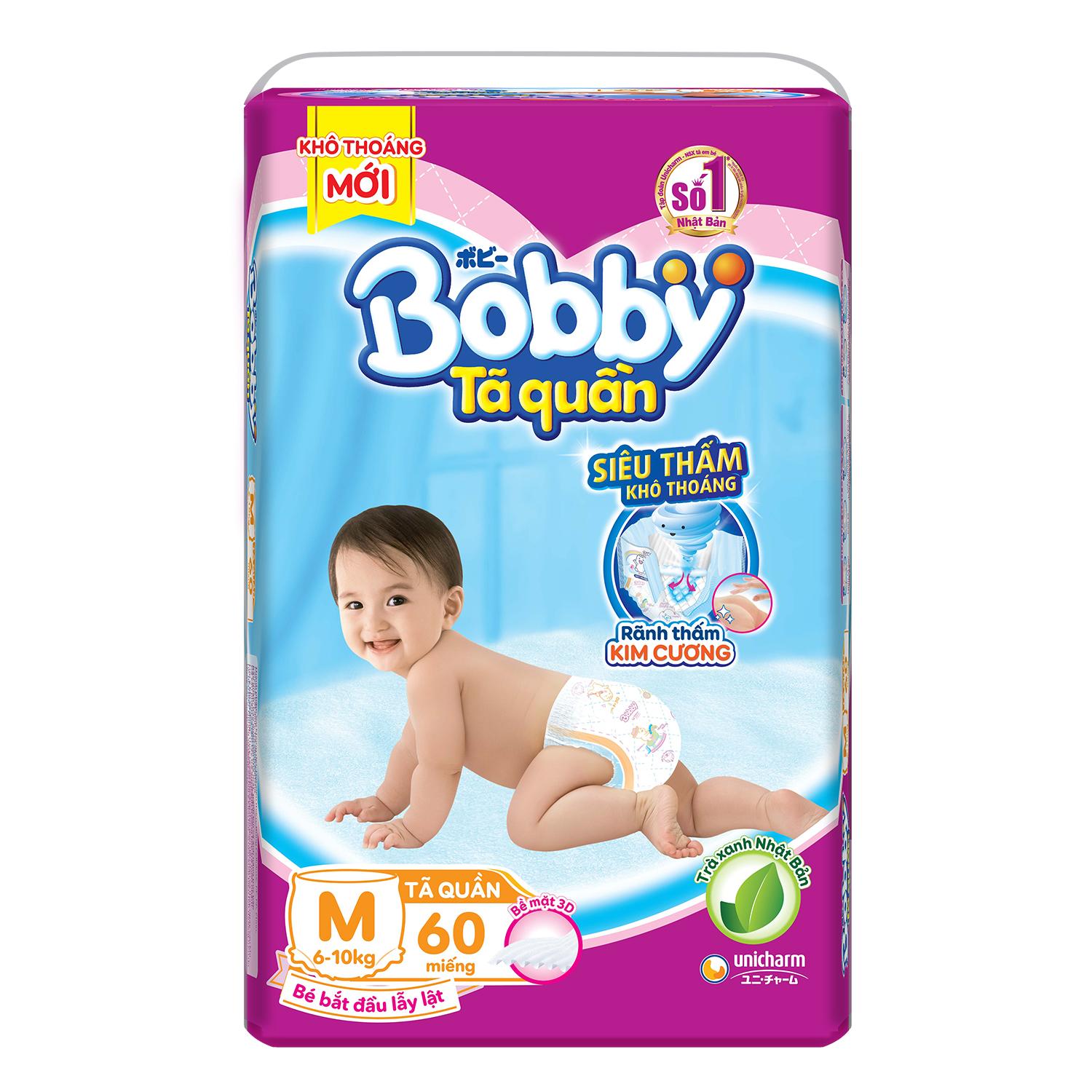 Bĩm - tã quầ Bobby M60 Miếng mẫu mới trà xanh