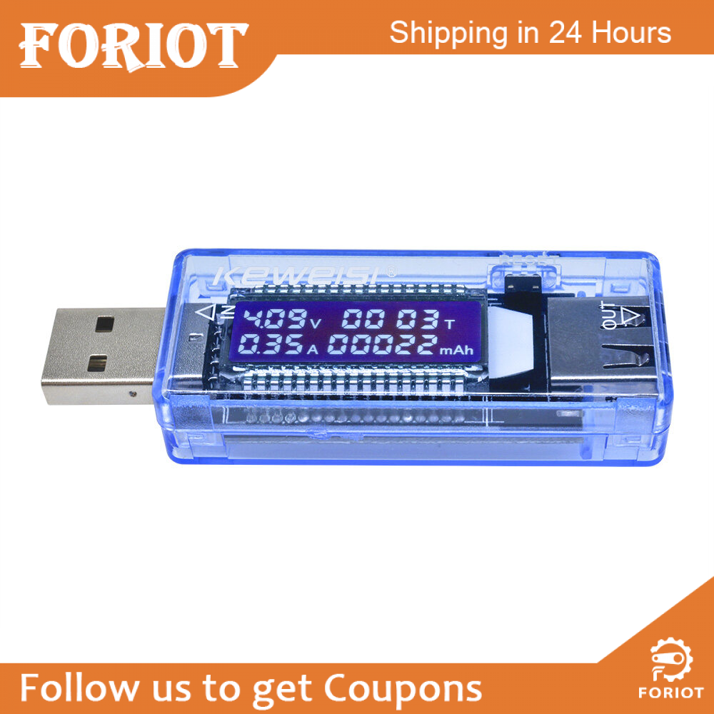 Foriot Thiết Bị Kiểm Tra Dòng Điện Và Điện Áp USB Màn Hình LCD, Đồng Hồ Vạn Năng Kiểm Tra Điện Áp 3.7-7V 0-3A, Thiết Bị Kiểm Tra Sạc USB