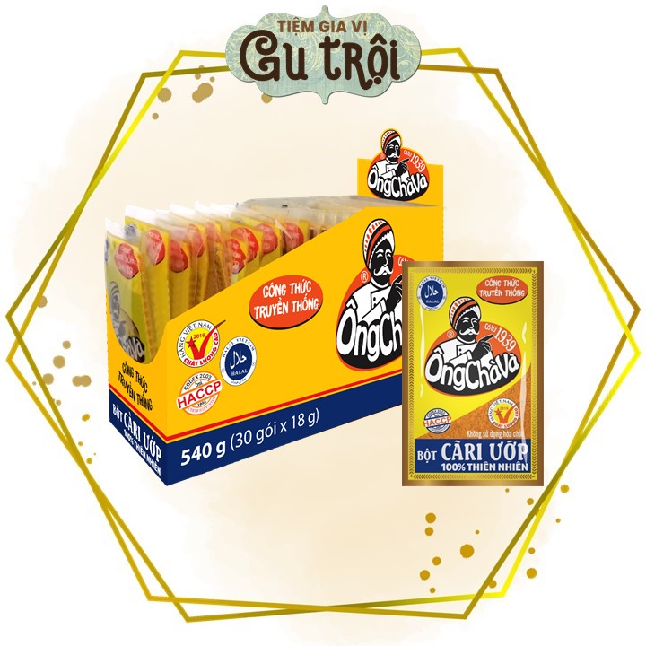 BỘT CÀ RI ƯỚP ÔNG CHÀ VÀ 18G (30 GÓI/ LỐC)  - (Bột Cari)