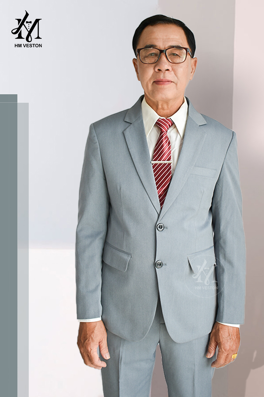 [HCM]Bộ vest nam 2 nút màu xám ghi tặng cà vạt kẹp