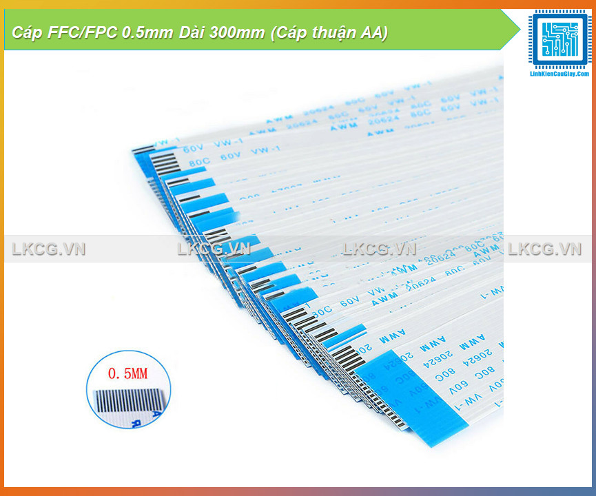 Cáp FFC/FPC 0.5mm Dài 300mm (Cáp thuận AA)