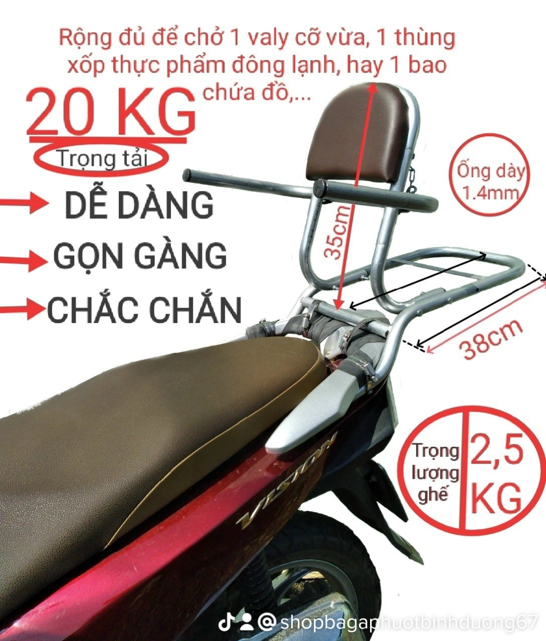 BAGA PHƯỢT lắp cho xe EXCINTER 150
