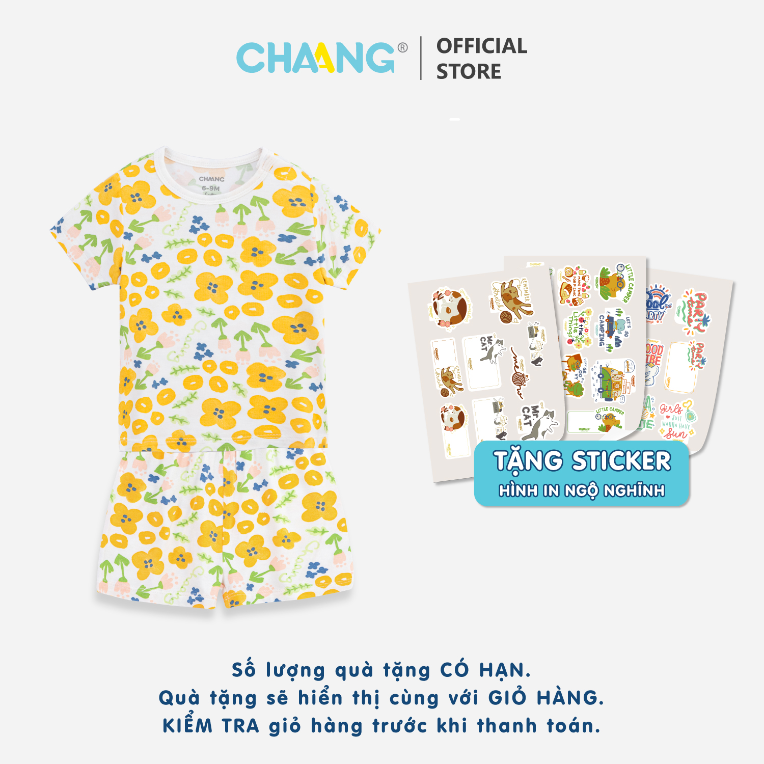 [CHAANG] Bộ quần áo cộc cúc vai Spring Chaang