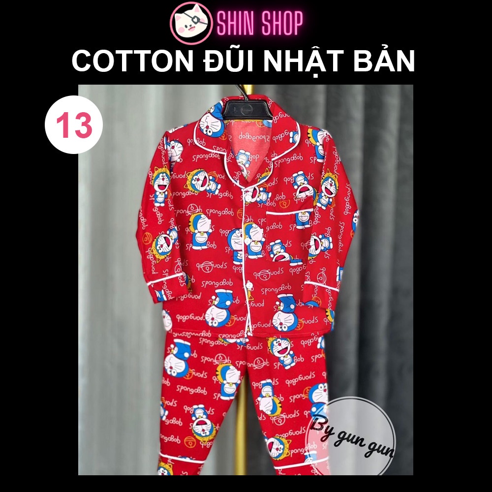 ✅ Pizama Cotton Đũi Nhật Bản Doremon đỏ CD13 tay dài trẻ em đồ ngủ| đồ đi chơi bé
