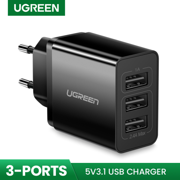 UGREEN 3 Ports Fast Charger for Xiaomi Redmi Samsung iPhone Huawei 5V3.1A Travel USB Charger Universal Charger Wall Charger