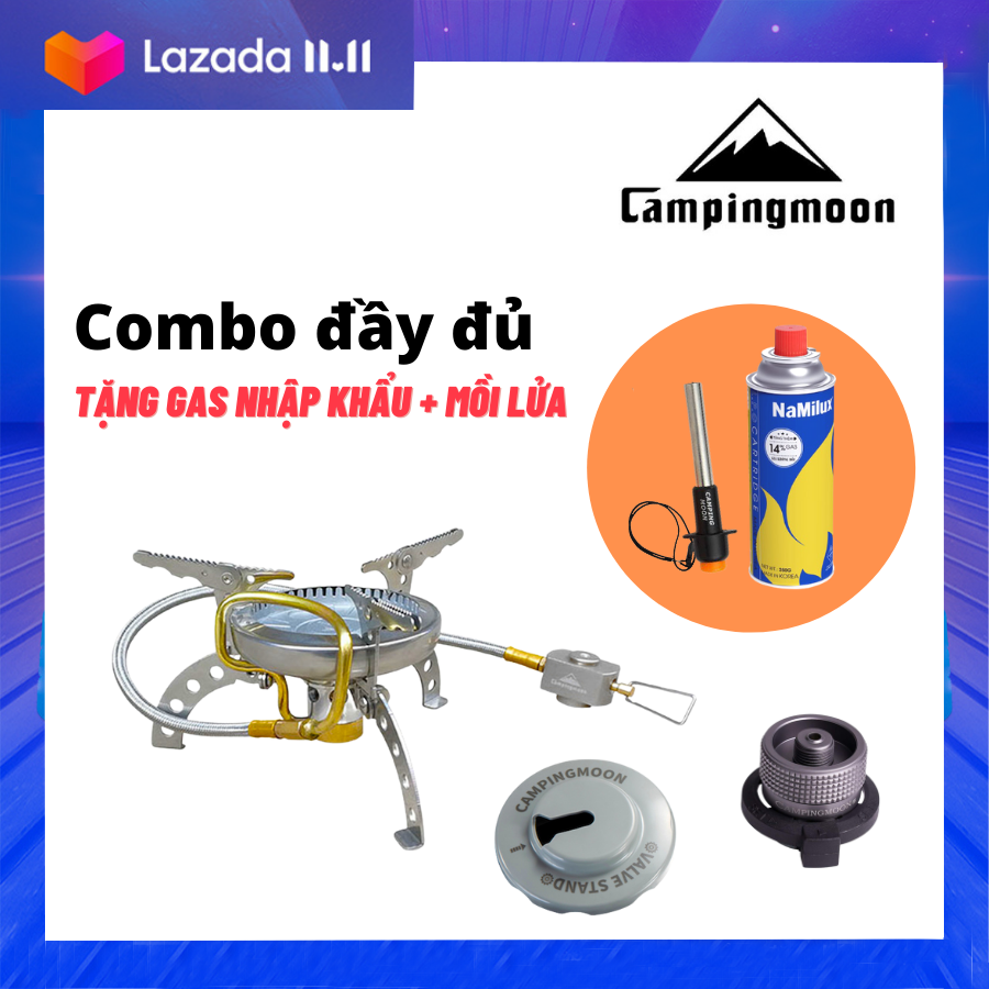 Bếp gas mini campingmoon combo 3 món bếp gas đô cắm trại du lịch bếp ga mini xếp gọn campout A011