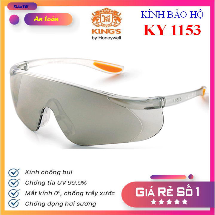 Kính bảo hộ thời trang King's KY1153,chống xước, chống đọng sương, chống bụi bảo vệ mắt cao cấp