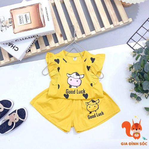 Bộ quần áo hình con bò GOOD LUCK