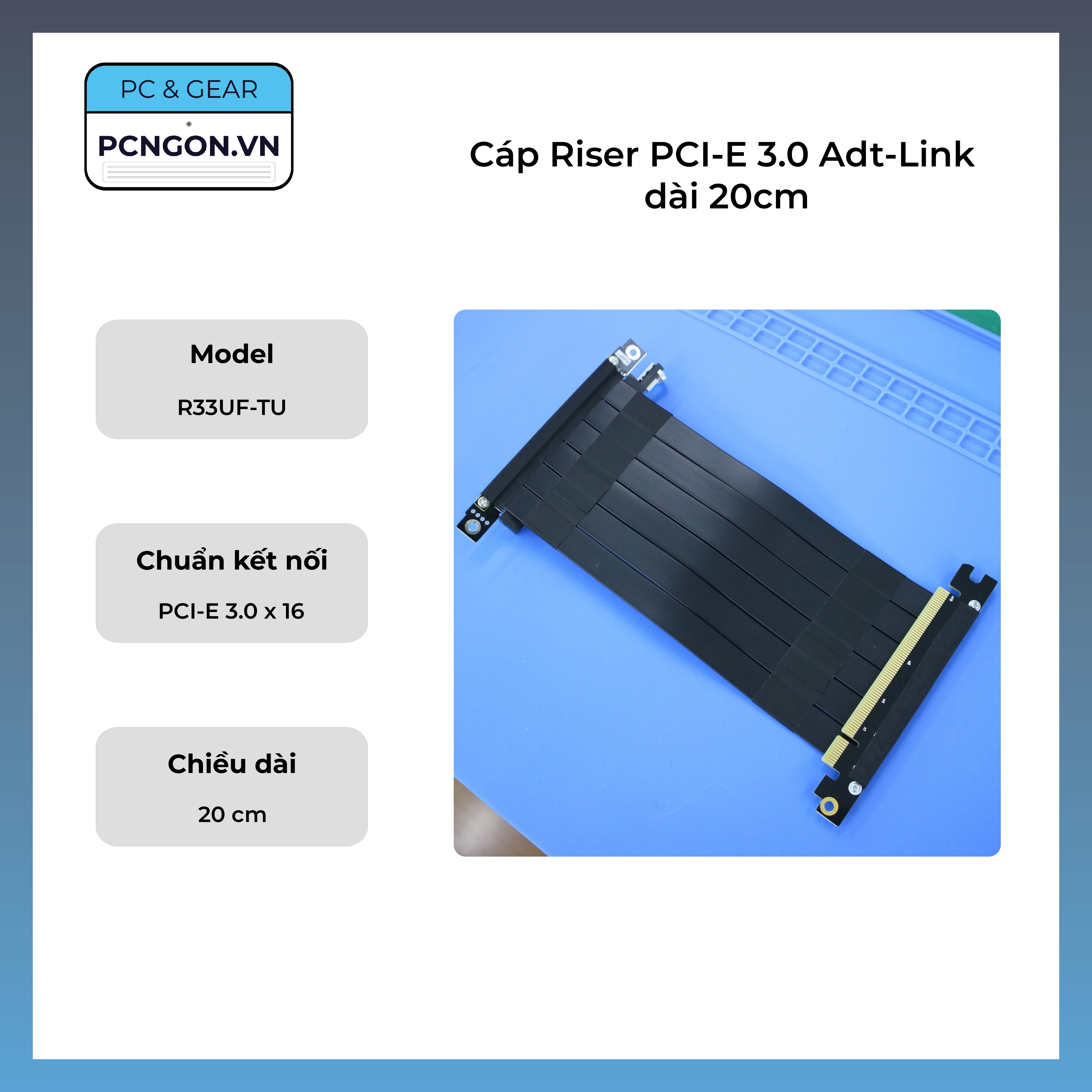 [PCNGON] Cáp Riser PCI-E 3.0 Adt-Link dài 20cm