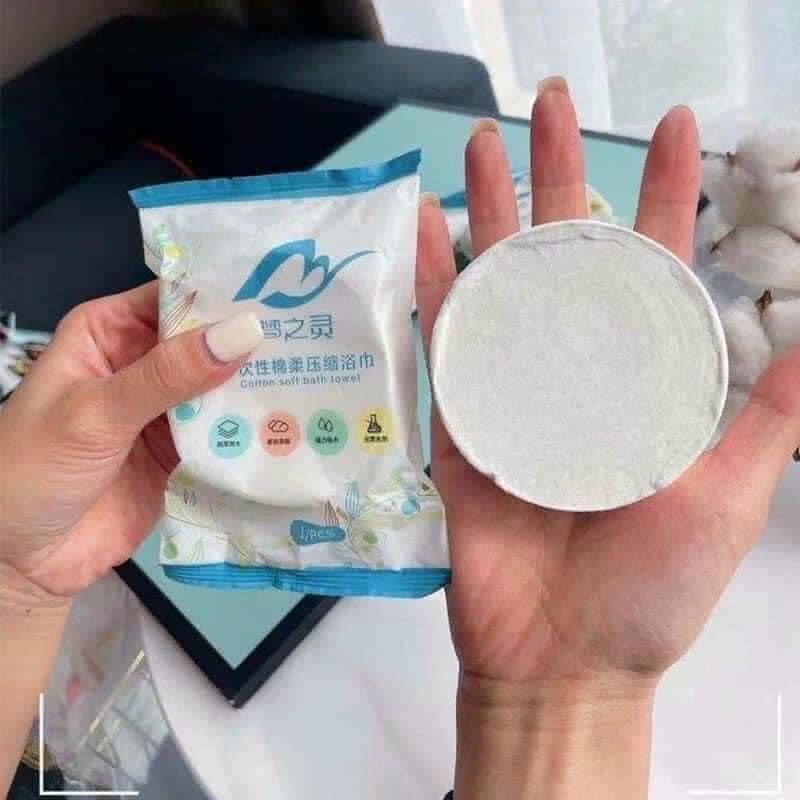 Khăn Tắm Viên Nén Du Lịch Cotton - Khăn tắm nén cotton dùng 1 lần