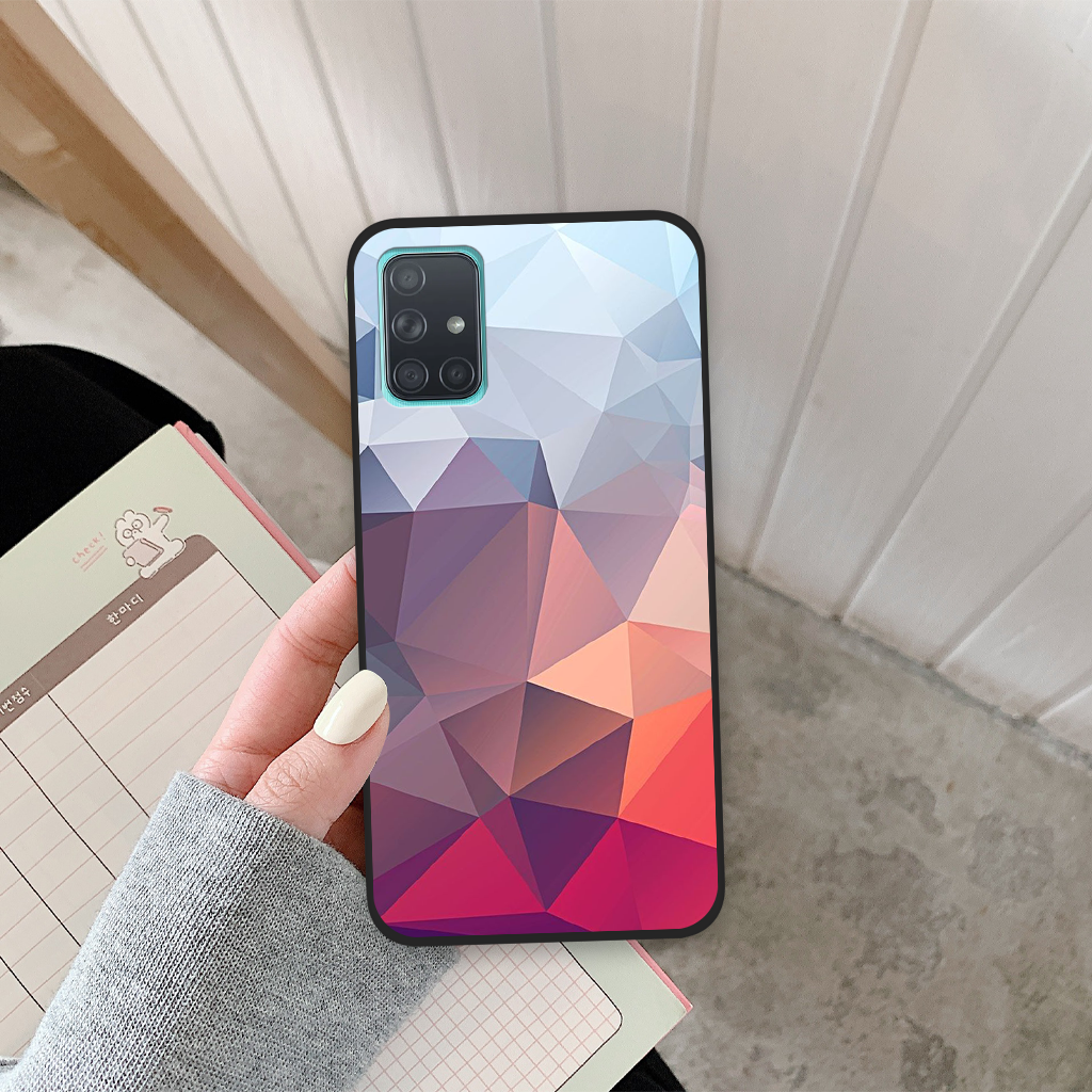 Ốp lưng Samsung Galaxy A31 / A51 / A71 đường kẻ kim cương màu sắc, ốp thời trang viền dẻo