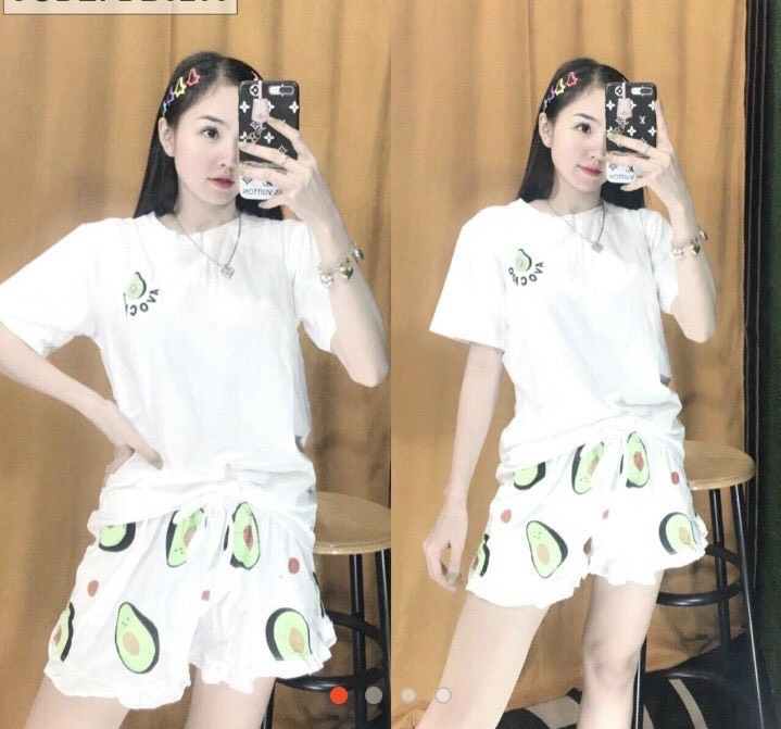 Sét bộ đùi trái bơ hot trend, vải coton mát mẻ , forn rộng thoải mái , đồ bộ đùi nữ đẹp , dễ thương ttslb0182