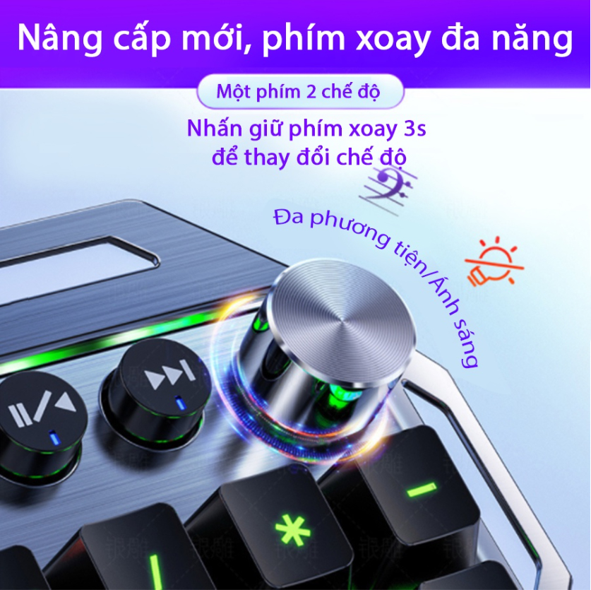 Bàn Phím Cơ YINOIAO K100 PRO LED RGB 12 Chế Độ Trục Cơ Xanh Cao Cấp có giá đỡ điện thoại và kê tay
