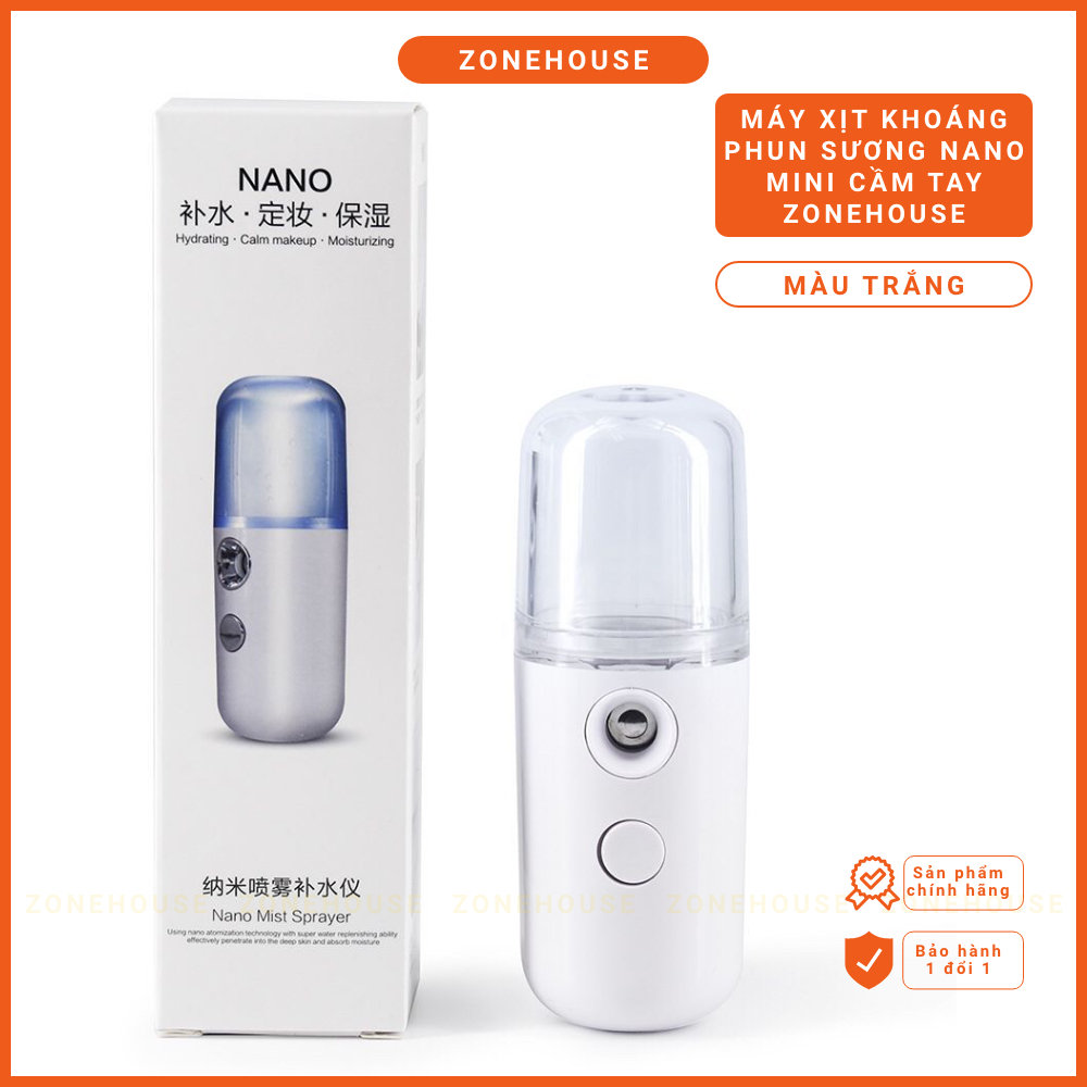 Máy Xịt Khoáng Phun Sương Tạo Ẩm Nano Mini Cầm Tay ZONEHOUSE, Chăm Sóc Da, tạo ẩm cho da, chính hãng