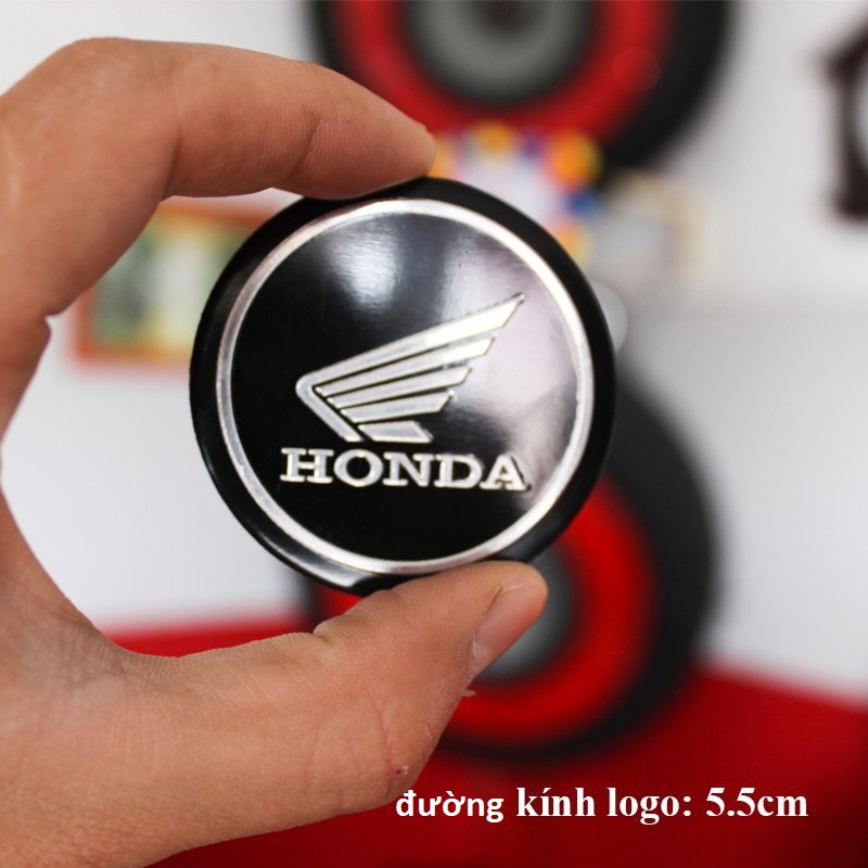 Bộ 2 Logo Tròn Honda nhôm Dán keo 3M