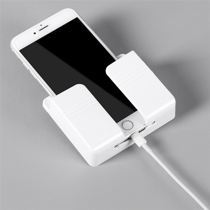 Kệ Dán Tường Để Remote,Giá Đỡ Điện Thoại Gắn Dán Tường Có Lỗ Sạc Tiện Lợi Mẫu Mới