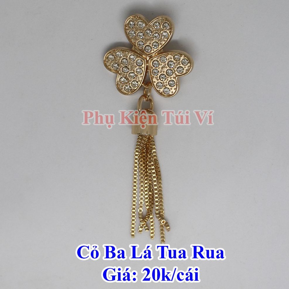 Mạc cỏ ba lá may mắn tua rua làm túi xách