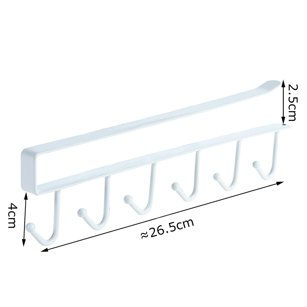 Kitchen Hanger with 6 Hooks Attached to Kitchen Cabinets and Shelves
