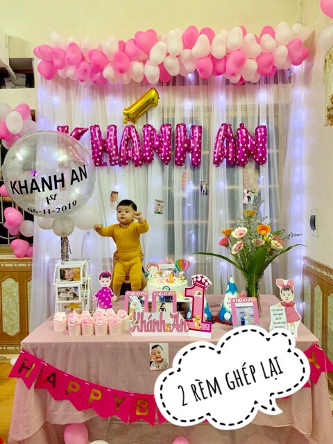 (ĐÃ MAY SẴN) Rèm vải thun nhún, rèm vải trang trí sinh nhật