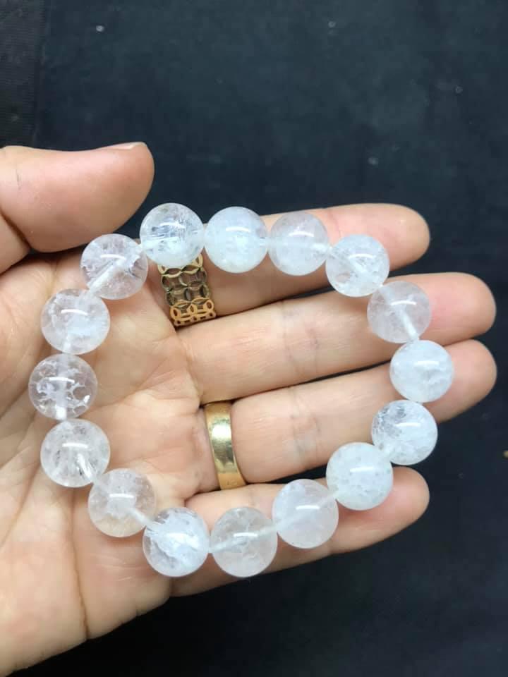 VÒNG TAY THẠCH ANH ƯU LINH TRẮNG 12LY
