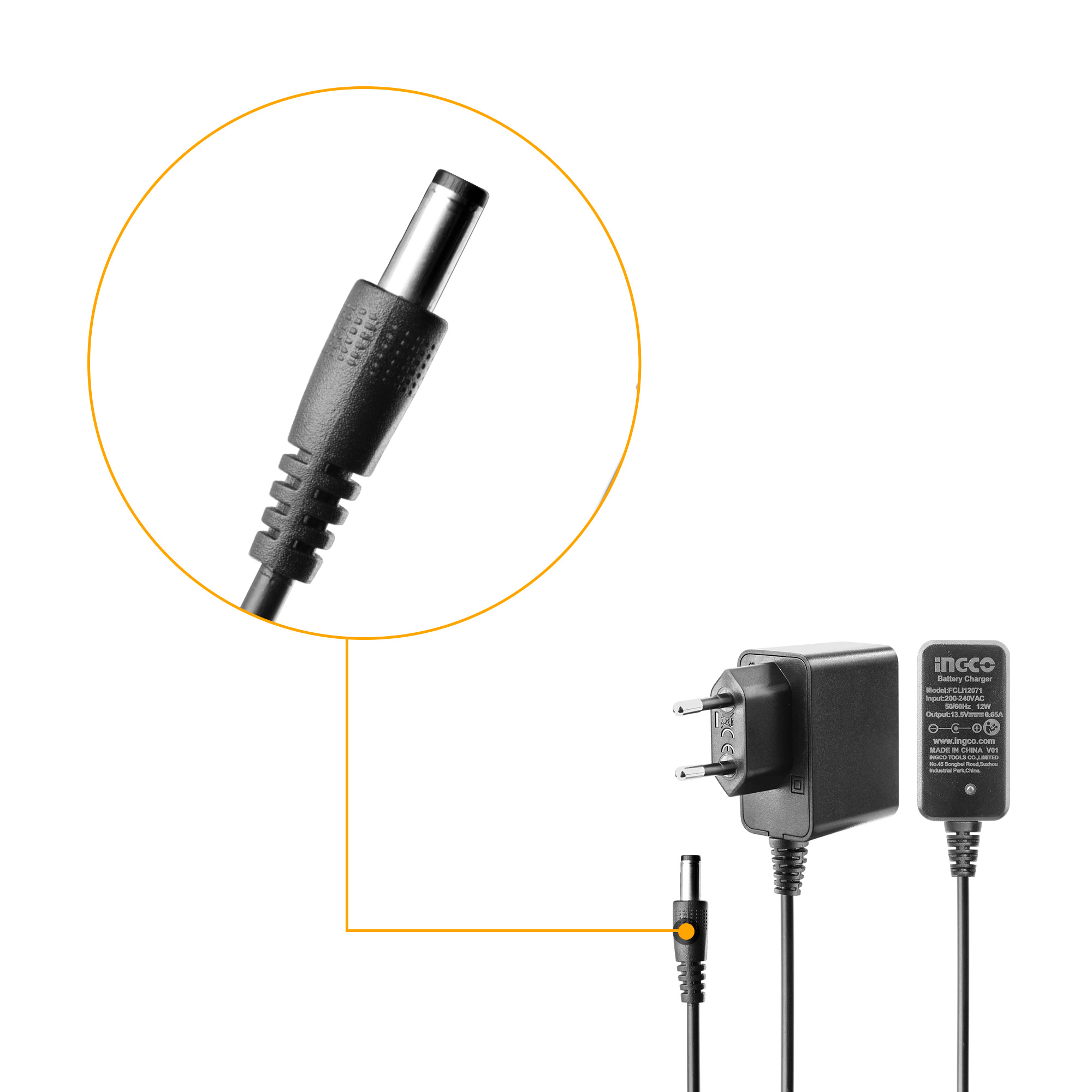 Adapter sạc pin Lithium-Ion S12V INGCO FCLI12071