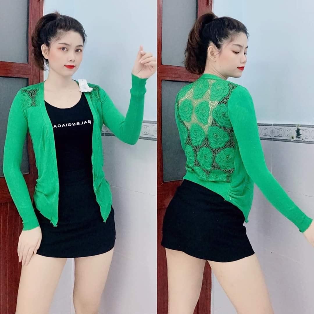 Áo khoác len cardigan khoác nhẹ phối ren sau lưng