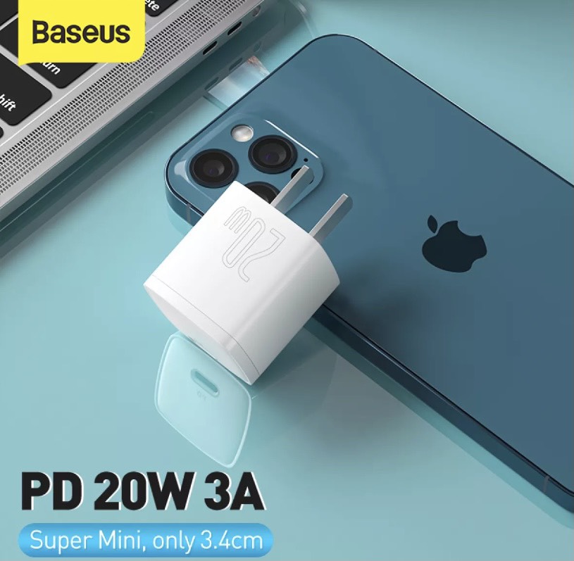 Củ sạc Baseus 20W USB C hỗ trợ sạc nhanh Type C PD cho iPhone 12 Pro Max 11 Mini 8 Plus