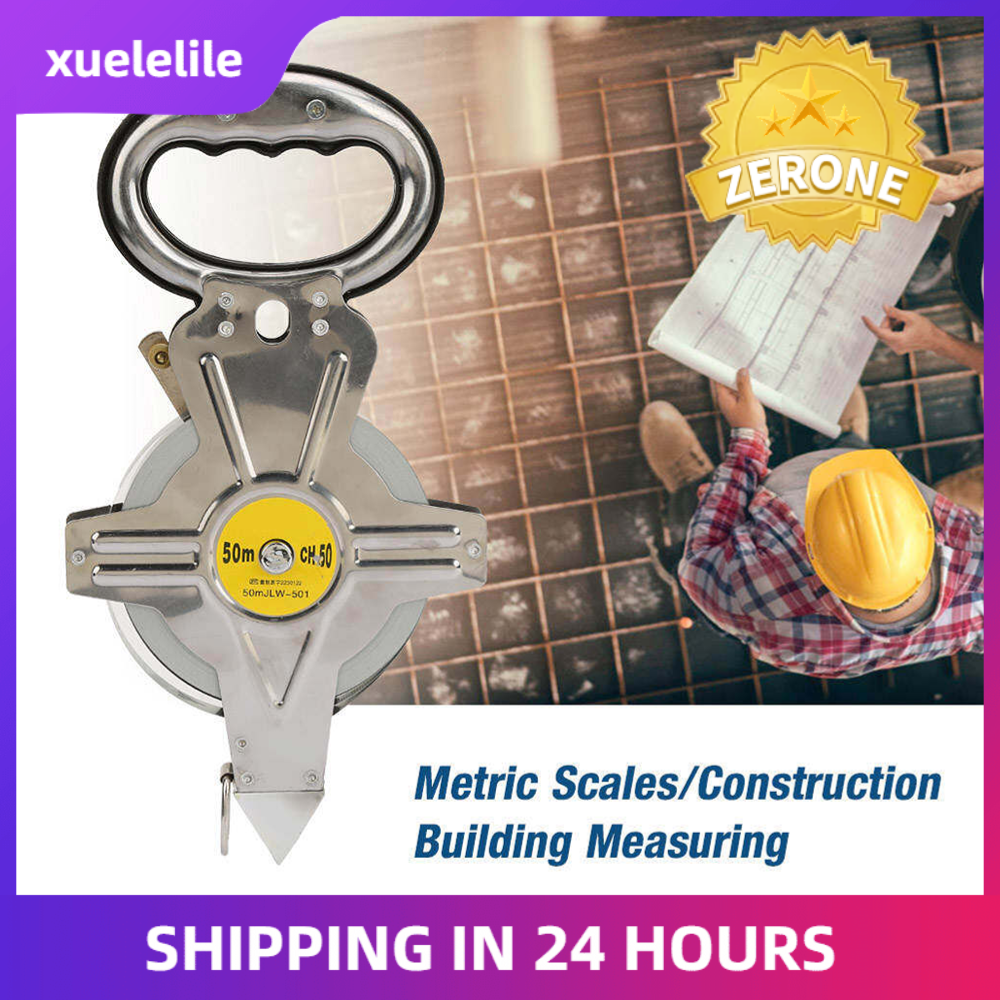 50M Stainless Steel Tape Measure Stainless Steel Tape Ruler Retractable Metric Construction Surveying Tool
