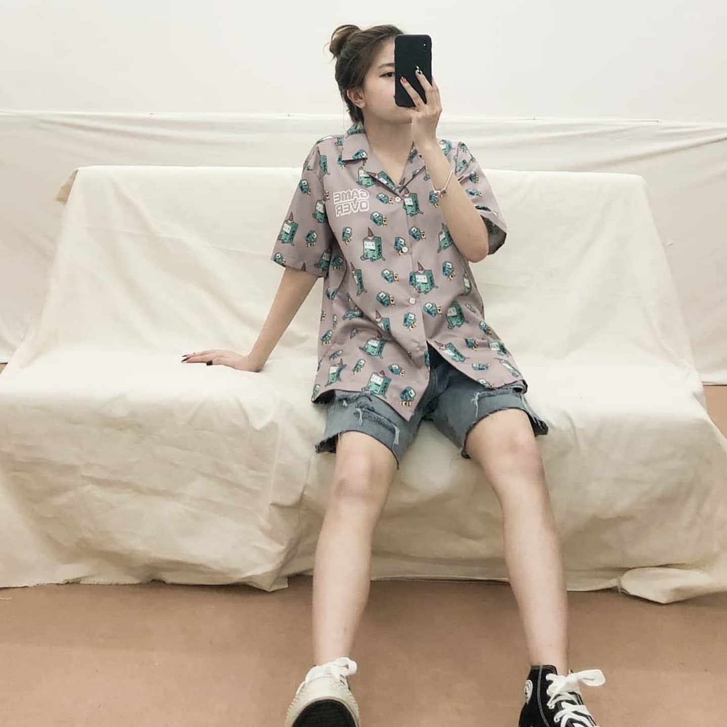 [HCM]ÁO SƠMI BMO UNISEX (XÁM - TRẮNG)