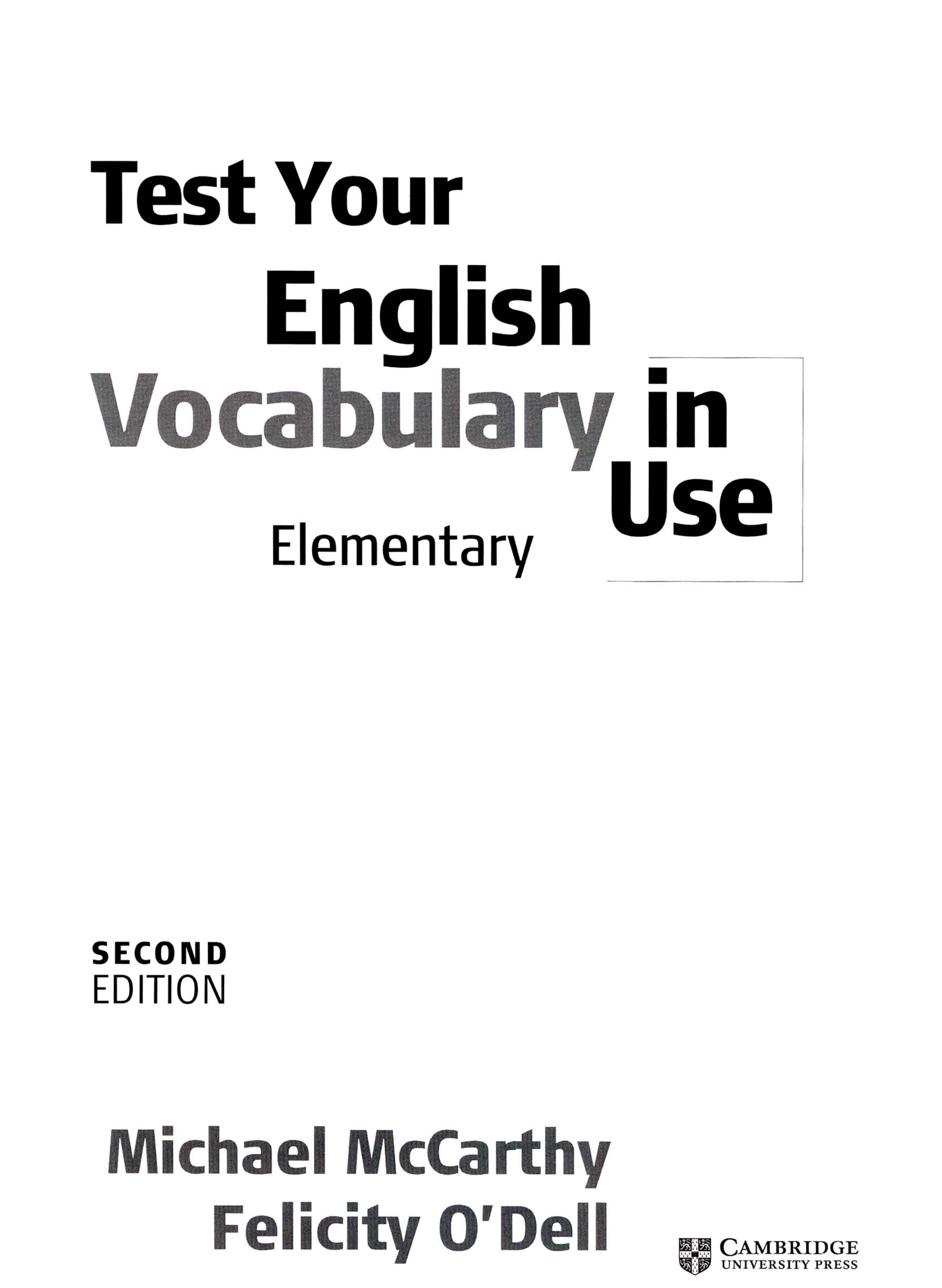 [Sách] Cambridge Test Your English Vocabulary in Use : Elementary ( Second Edition) with Key