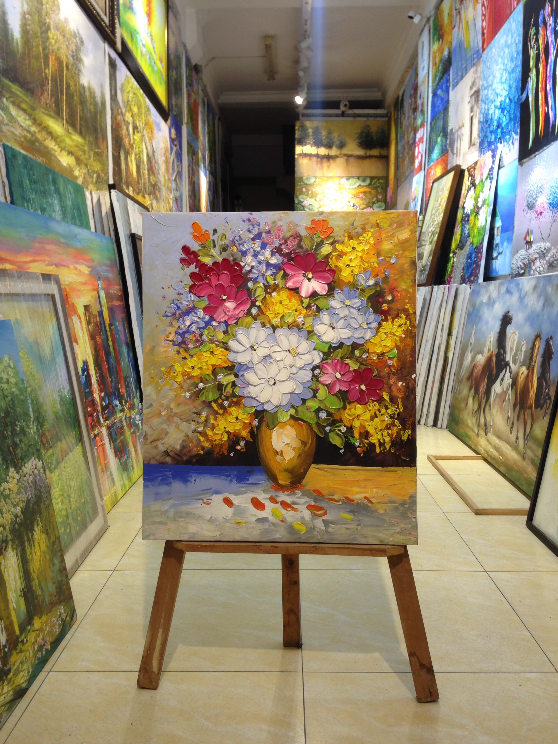 [HOA VẼ THỦ CÔNG 3D ] TRANH SƠN DẦU TRANG TRÍ PHÒNG KHÁCH 65X55cm  (Tranh sơn dầu Minh Huy)