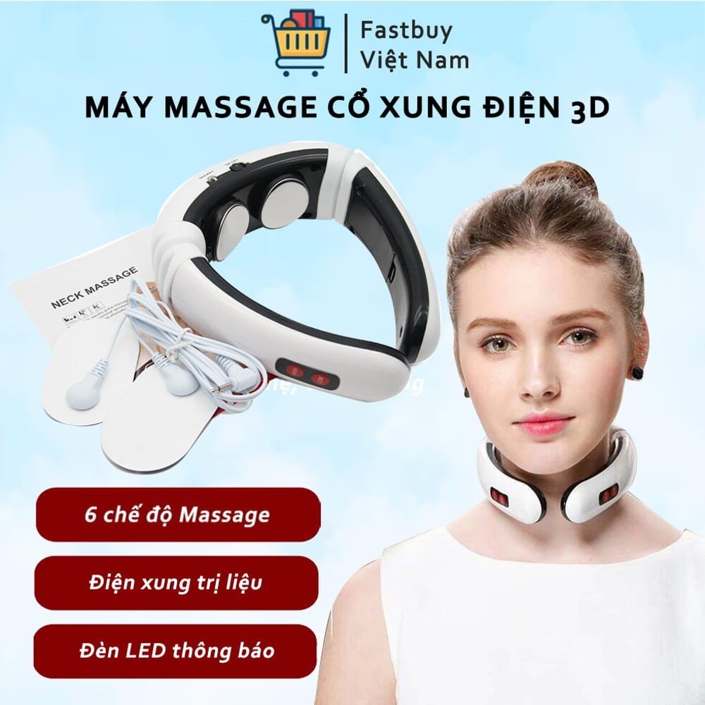 Máy Massge Cổ Vai Gáy 3D Xung Điện Thông Minh Giảm Đau Nhức Hiệu Qủa