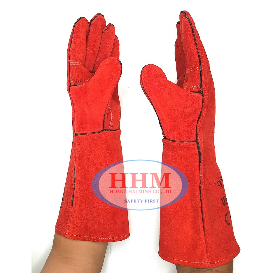 Găng tay da thợ hàn Usafety - màu đỏ