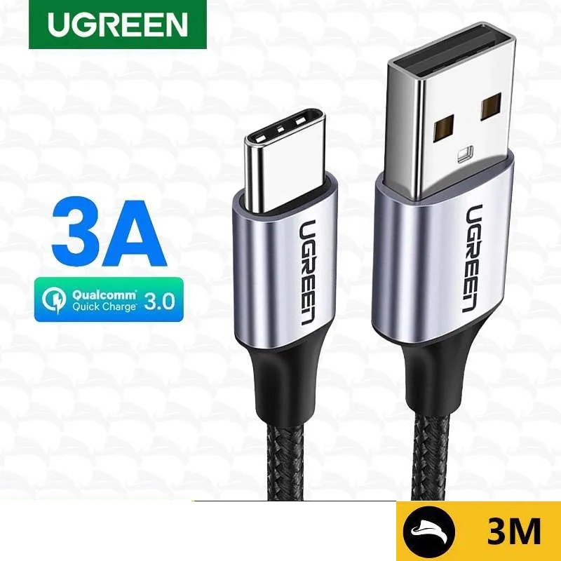 Ugreen 60408 3M màu xám đen cáp USB type C to A bọc nhôm chống nhiễu US288 60408