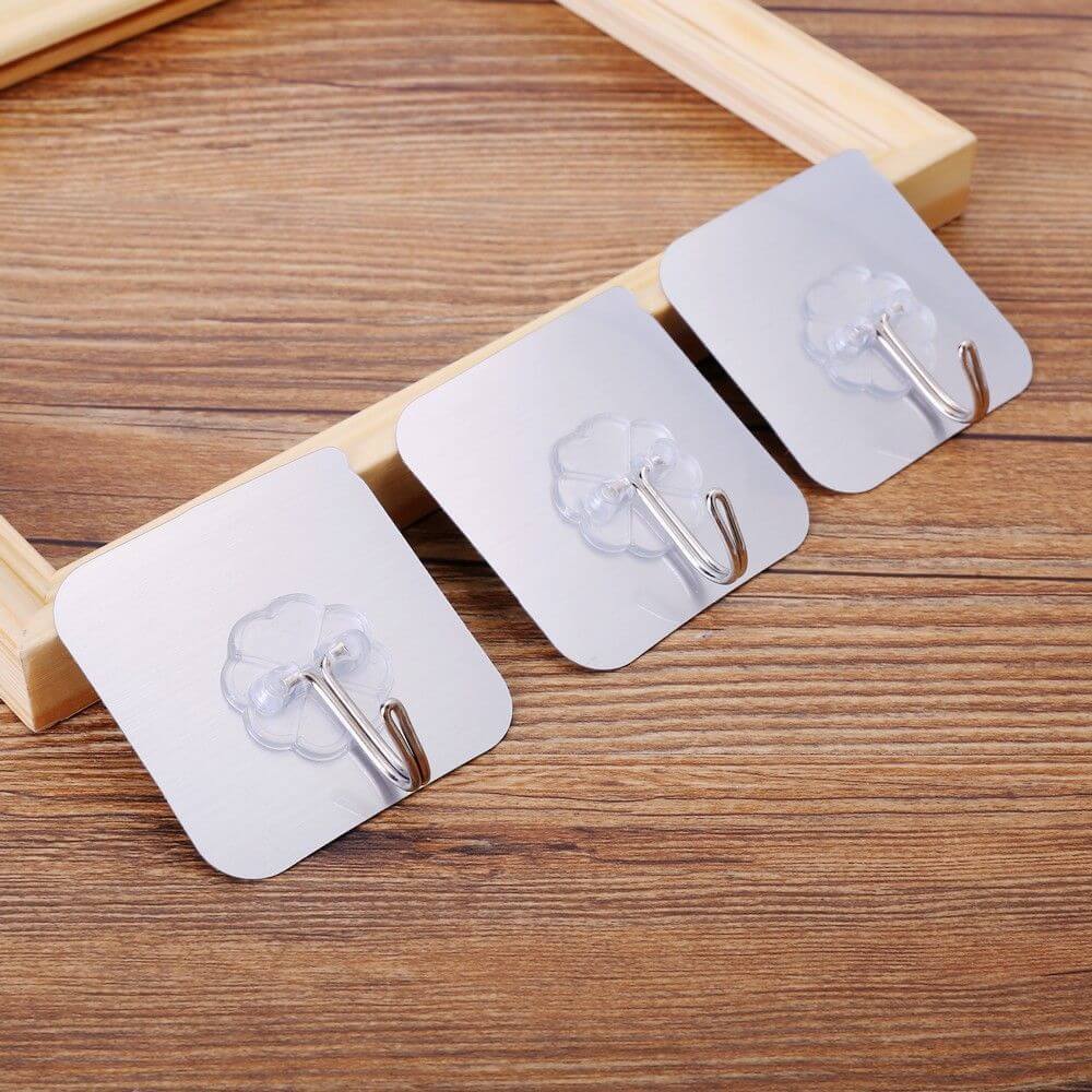 COMBO 5 Miếng Dán Tường Ánh Kim INOX Móc Treo Đồ Đa Năng Chịu Lực Siêu Dính Tường