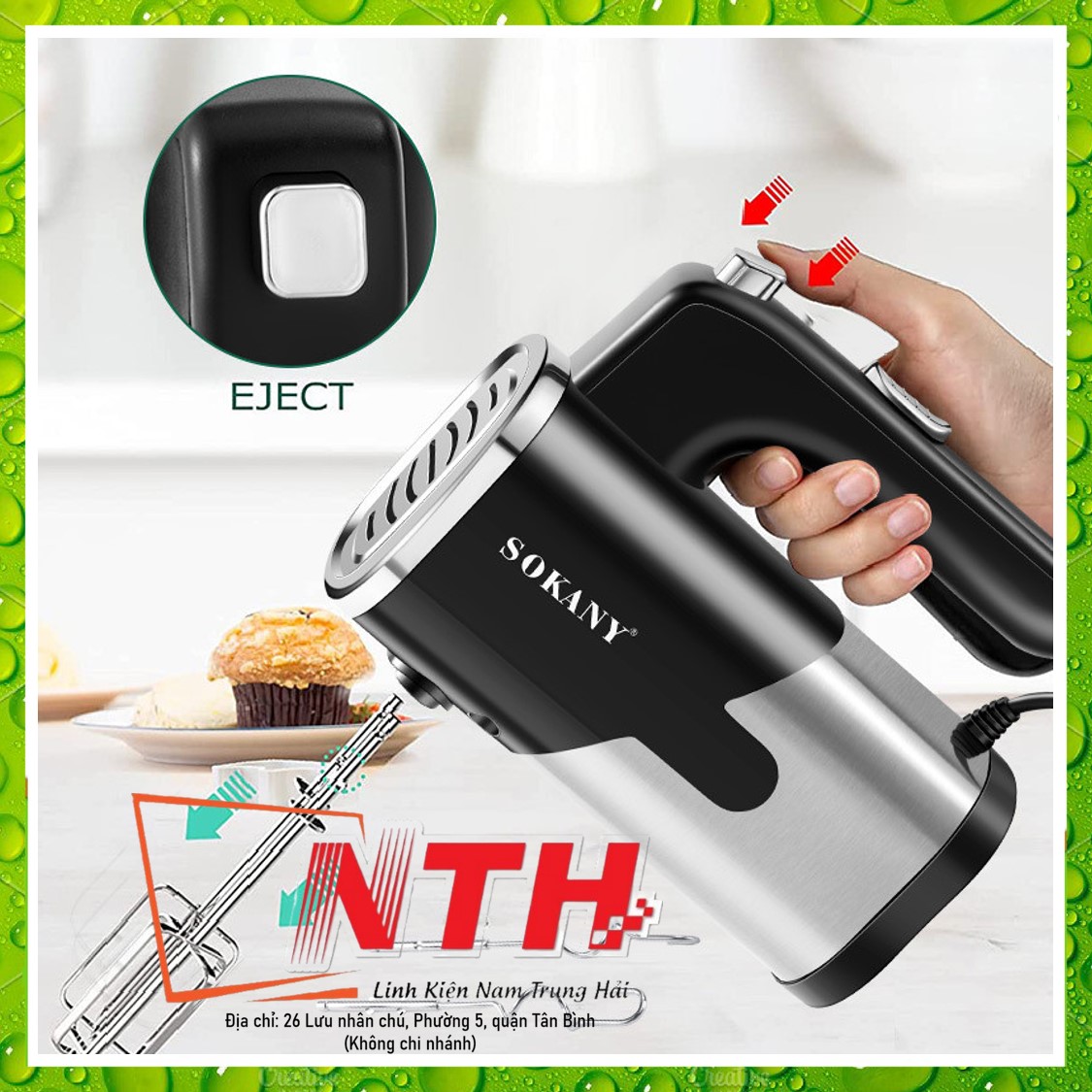 Máy đánh trứng cầm tay sokany 800w có 5 tốc độ điều chỉnh chuyên dụng sk-6621