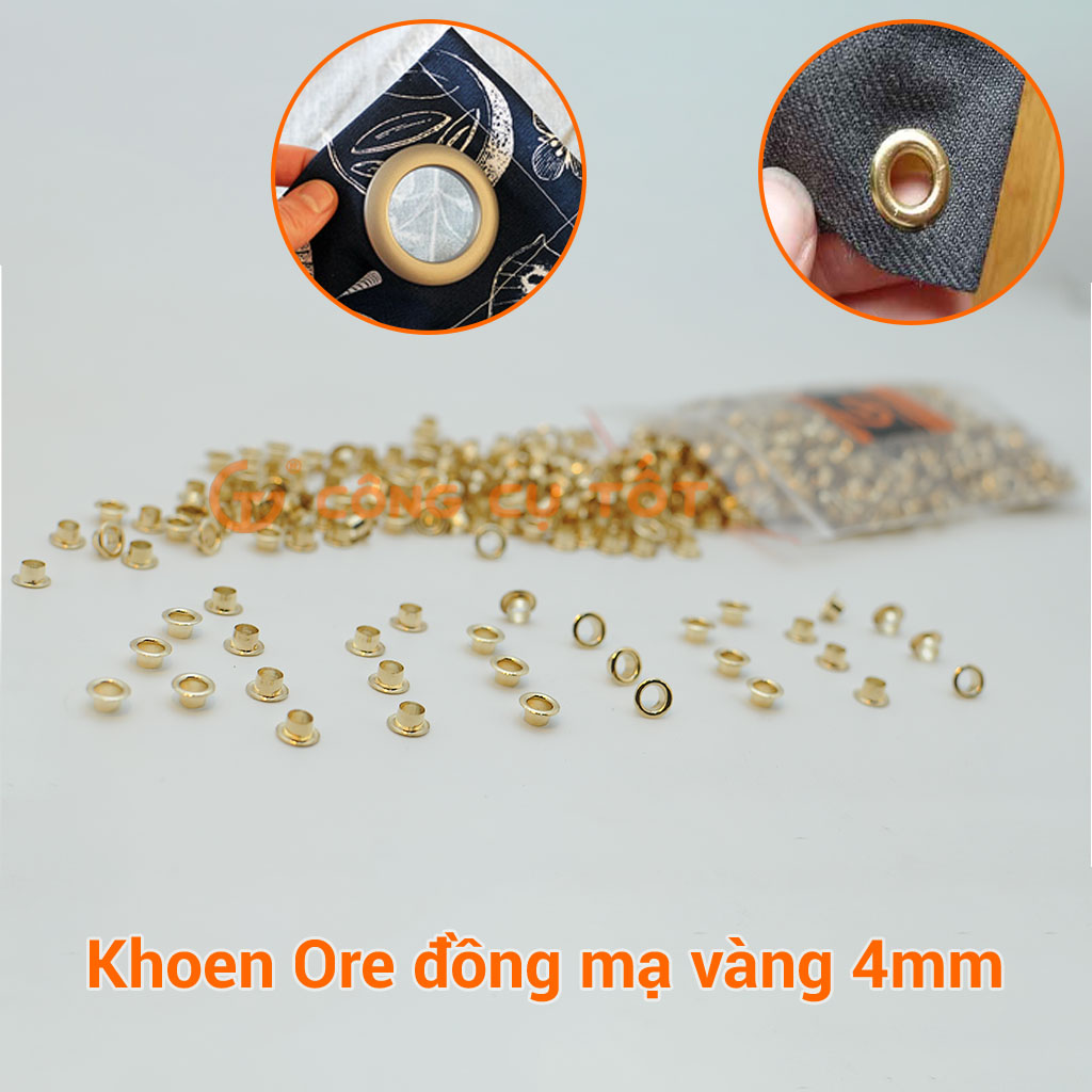 Khoen Ore 4mm bằng đồng mạ vàng túi 100